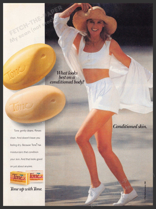 Tone 1990s Magazine Print Advertisement Ad 1990 Body Soap Model Legs Summer Fetch-the-Paper