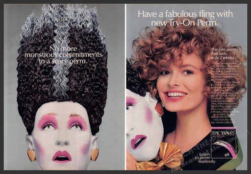 Toni Epic Waves 1980s Print Advertisement (2 pg) 1989 Monstrous Perm Commitments Toni Epic Waves