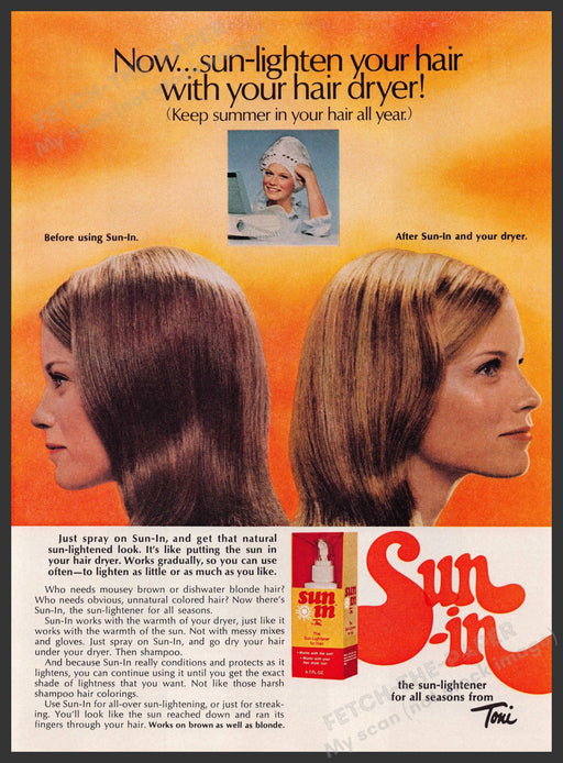 Toni Sun-In Lightener Hair 1960s Print Advertisement Ad 1969 Fetch the Paper!