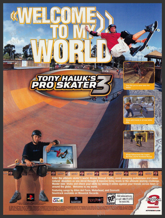 Tony Hawk's Pro Skater 3 2000s Magazine Video Game Print Advertisement Ad 2001 Tony Hawk's Pro Skater 3