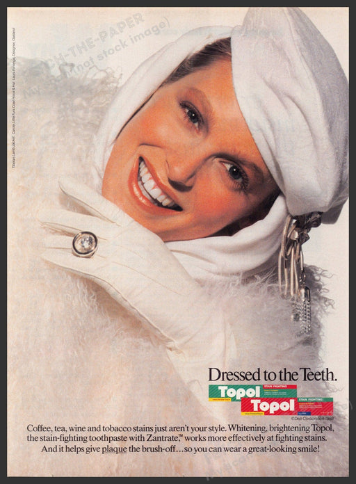 Topol 1980s Print Advertisement 1989 Zantrate Teeth White Toothpaste Ad Topol
