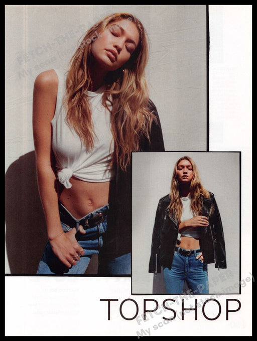 Topshop 2010s Magazine Print Ad 2015 Sexy Gigi Hadid Bare Midriff Topshop