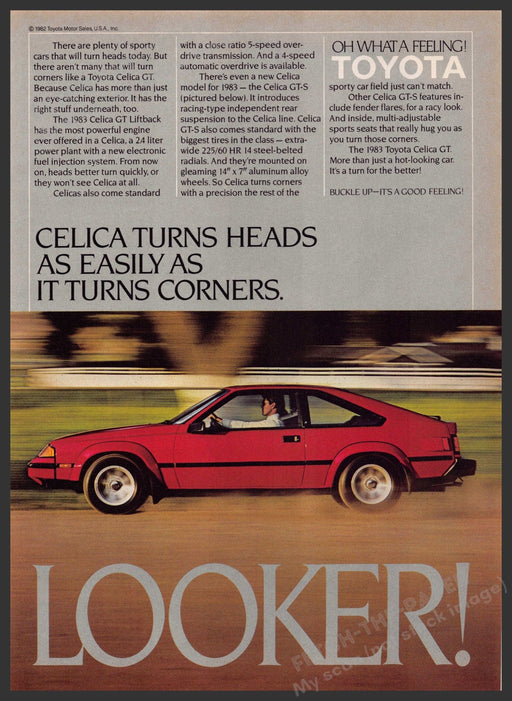 Toyota Celica 1980s Print Advertisement 1982 Looker! Fetch-the-Paper