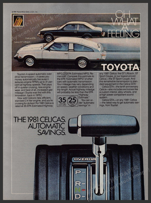 Toyota Celica Car 1980s Print Advertisement 1981 GTA GT Liftback Fetch-the-Paper