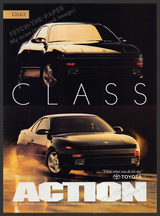Toyota Celica Car 1990s Print Advertisement 1993 Class Action Fetch-the-Paper