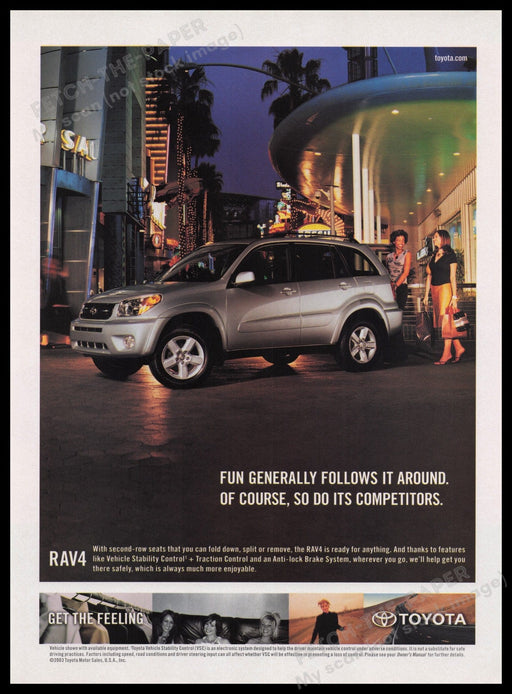 Toyota Rav 4 SUV 2000s Print Advertisement Ad 2004 City Lights Fetch the Paper!