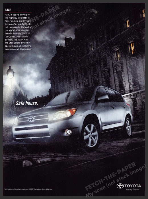 Toyota Rav4 2000s Print Advertisement 2007 "Safe house" Dark Streets Building Fetch-the-Paper