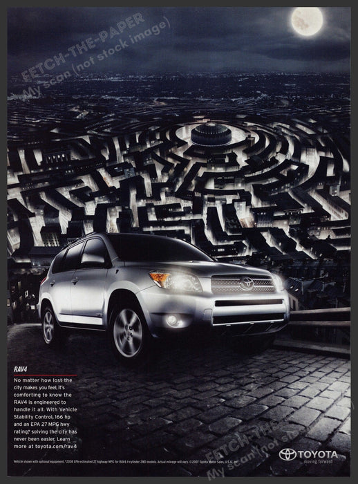 Toyota Rav4 City Streets Maze 2000s Print Advertisement 2008 Fetch-the-Paper