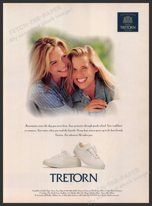 Tretorn Shoes 1990s Print Advertisement 1995 Sisters Bond Tretorn