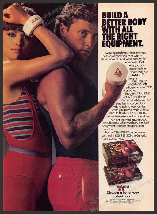 Triangle 1980s Magazine Print Advertisement 1985 Weights Lifting Body Builder Triangle Weights
