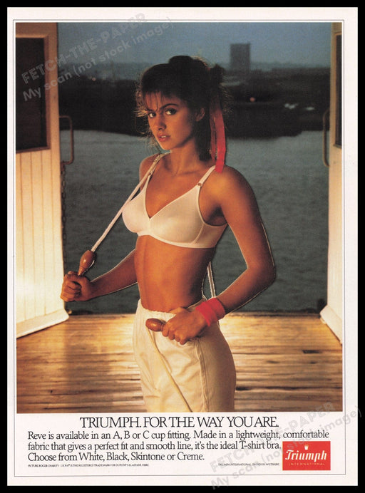 Triumph Bra Lingerie 1980s Print Advertisement Ad 1982 Sexy Workout Jump Rope Fetch the Paper!