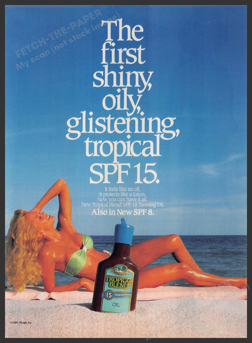 Tropical Blend Oil 1980s Print Advertisement 1989 Blonde Bikini Beach Tan Skin Tropical Blend