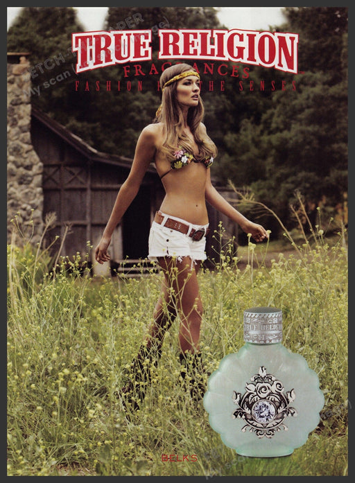 True Religion Fragrance 2000s Print Advertisement 2009 Hippy Gypsy Model Fetch-the-Paper