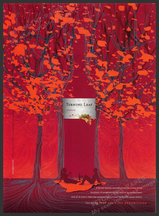 Turning Leaf Vineyards Reserve 2000s Print Advertisement 2007 Trees Orange Red Fetch-the-Paper