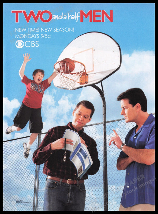 Two and a Half Men T.V. Show 2000s Print Advertisement Ad 2005 Fetch the Paper!