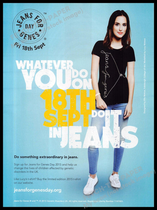 U.K. Jeans for Genes Day 2010s Magazine Print Ad 2015 Lucy Watson U.K. Jeans