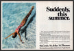 U.S. Virgin Islands Travel Promo 1980s Print Advertisement (2 pages) 1988 Swim Fetch-the-Paper