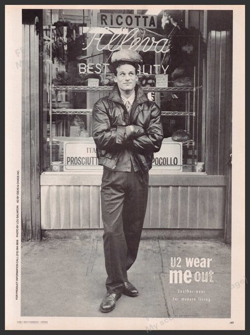 U2 Wear Me Out Leather 1990s Print Advertisement Ad 1990 Fetch-the-Paper
