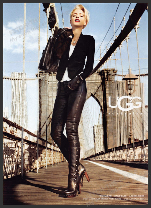 UGG Boots Brooklyn Bridge 2010s Print Advertisement 2012 Australia NYC New York Fetch-the-Paper