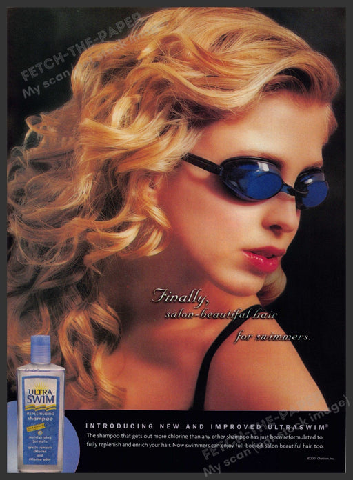 Ultra Swim Hair Products 2000s Print Advertisement 2001 For Swimmers Goggles Fetch-the-Paper