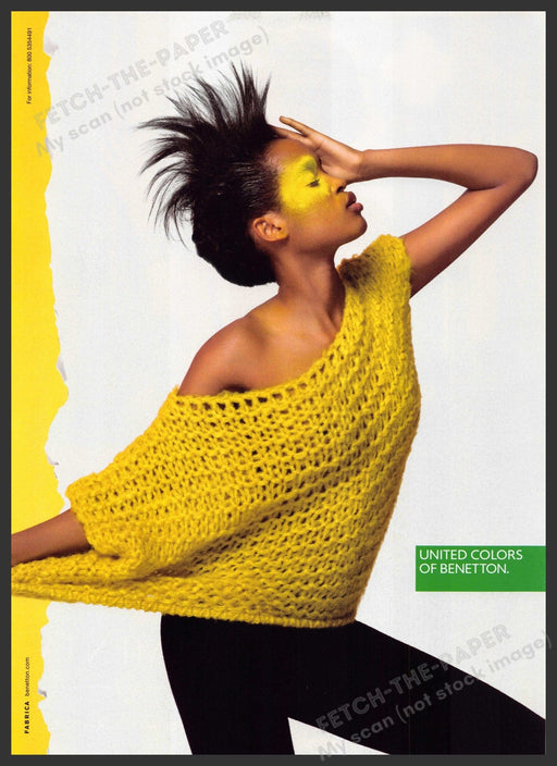 United Colors of Benetton 2010s Print Advertisement 2012 Yellow Mohawk Model Fetch-the-Paper