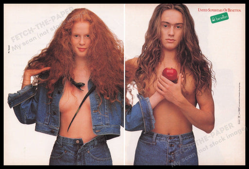 United Colors Of Benetton Adam & Eve 1980s Print Advertisement (2 pages) 1988 Fetch the Paper!