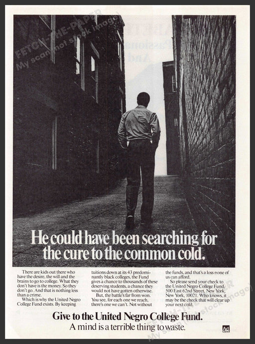 United Negro College Fund 1980s Print Advertisement Ad 1988 United Negro College Fund