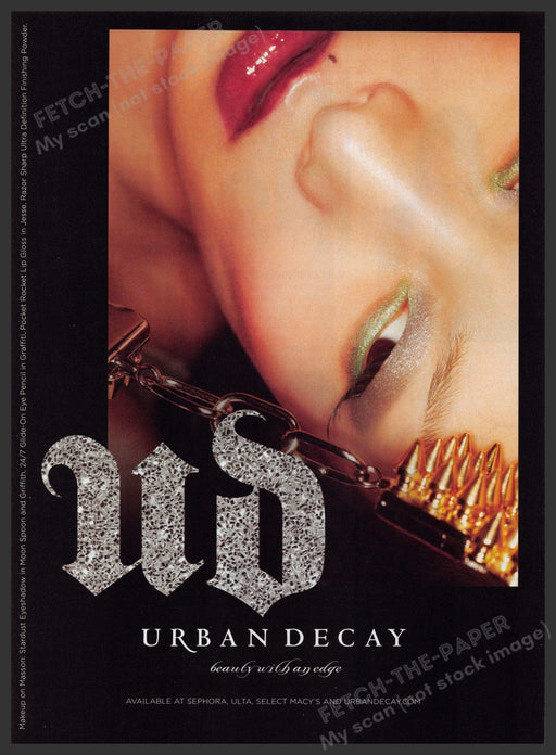 Urban Decay 2010s Print Advertisement Ad 2010 "Beauty with an edge" Lips Fetch-the-Paper