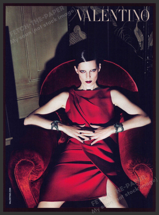 Valentino 2000s Print Advertisement Ad 2009 Red Fashion Dress Chair Valentino