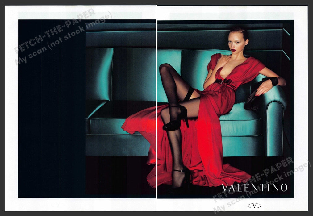 Valentino Dress 2000s Print Ad (2 pgs) 2006 Thigh High Stockings Long Legs Valentino
