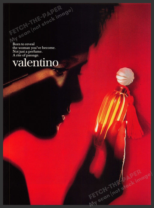 Valentino Perfume 1980s Print Advertisement Ad 1986 Red Silhouette Fetch-the-Paper