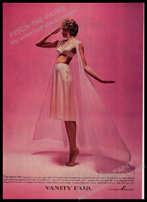 Vanity Fair 1970s Magazine Print Advertisement 1976 Satin Glance Pink Vanity Fair