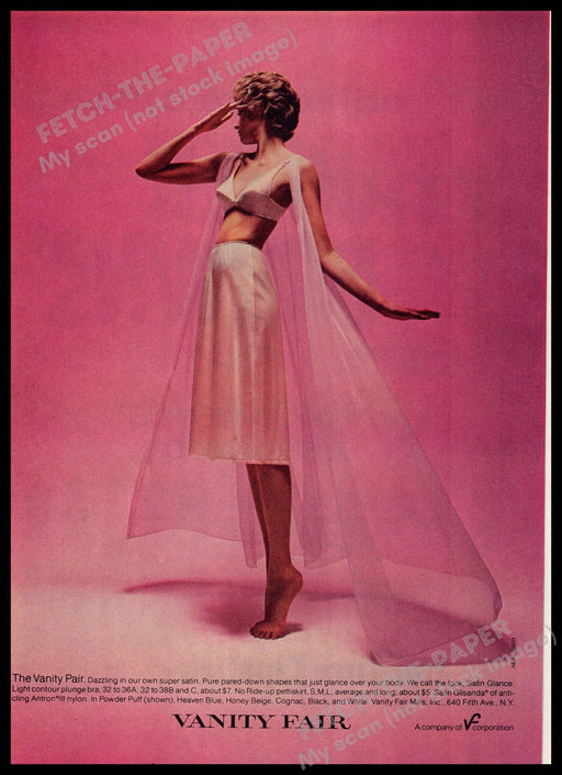 Vanity Fair 1970s Magazine Print Advertisement 1976 Satin Glance Pink Vanity Fair