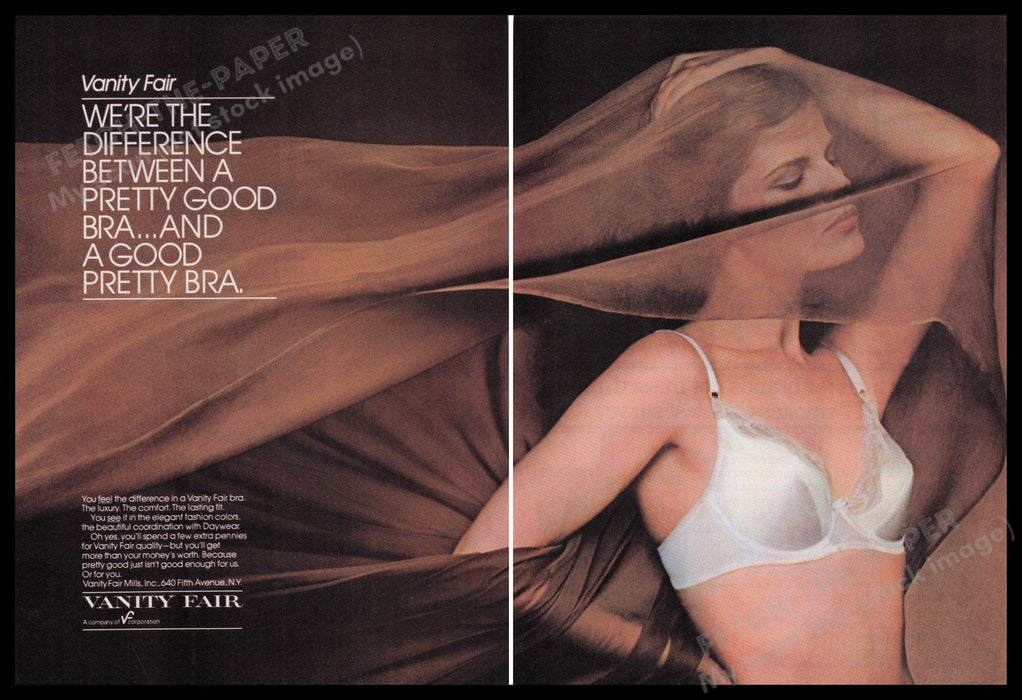 Vanity Fair Bra Lingerie 1980s Print Advertisement (2 pages) 1980 Fetch the Paper!