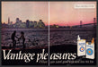 Vantage Ultra 1980s Print Ad (2 pgs) 1981 San Francisco Oakland Bay Bridge Fetch-the-Paper