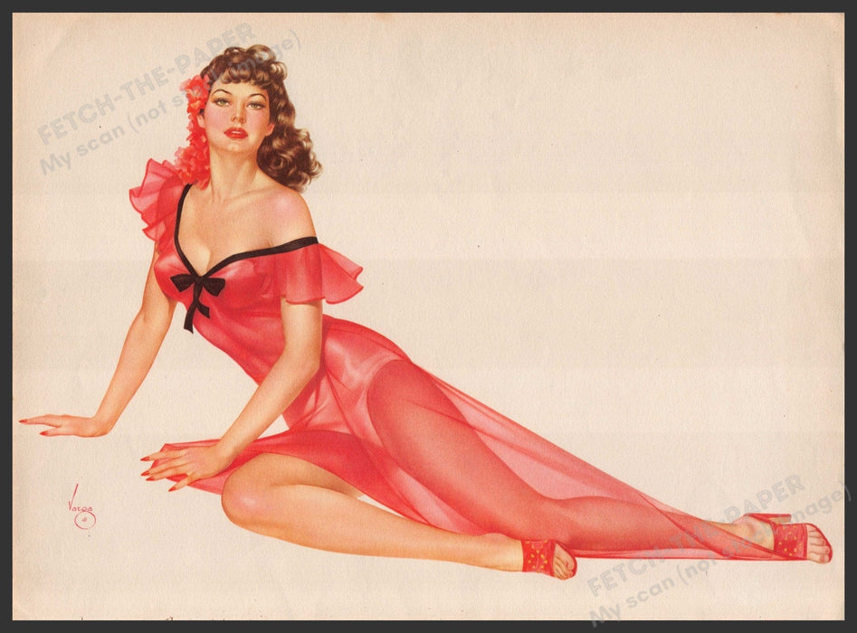 Varga Ava Gardner Actress 1940s Print Magazine Illustration from an Article 1947 Fetch-the-Paper