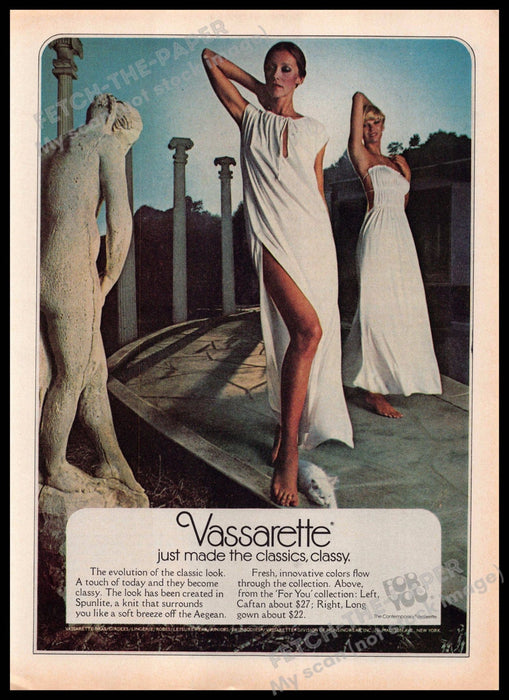 Vassarette 1970s Print Advertisement 1977 Classic Nightgown Legs Aegean Vassarette