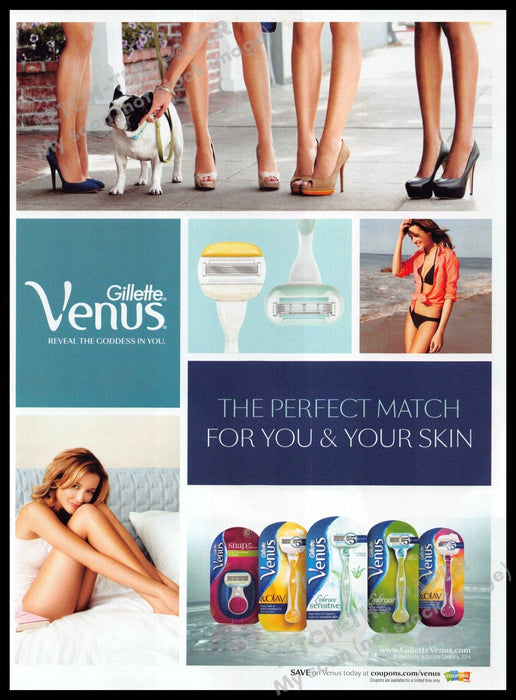 Venus 2010s Magazine Print Ad 2014 Legs French Bulldog Girls Heels Venus