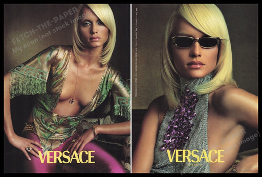 Versace Amber Valletta Front/Back Page 2000s Print Advertisement 2017 Fetch-the-Paper