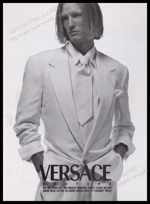 Versace Clothing Couture 1990s Print Advertisement Ad 1995 Sexy Male Model Fetch the Paper!