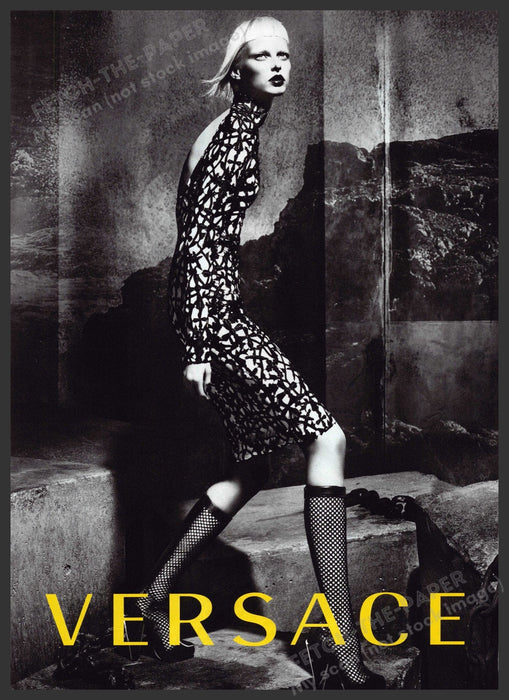 Versace Fashion 2010s Print Advertisement 2012 Model Legs Grayscale Fetch-the-Paper