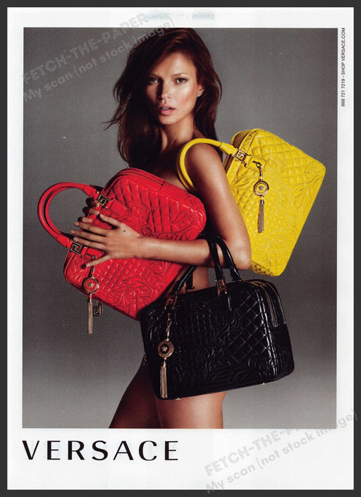 Versace Handbags Kate Moss 2000s Print Advertisement Ad 2013 Bare Body Fetch the Paper!