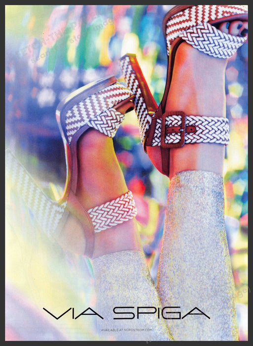 Via Spiga Footwear 2010s Print Advertisement 2013 Legs Shiny Colorful Fetch-the-Paper