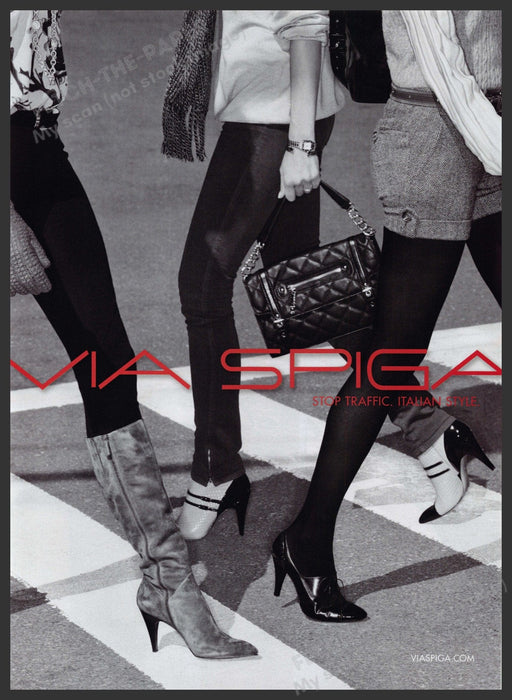 Via Spiga Shoes 2000s Print Advertisement Ad 2008 Legs Street Walking Models Fetch the Paper!