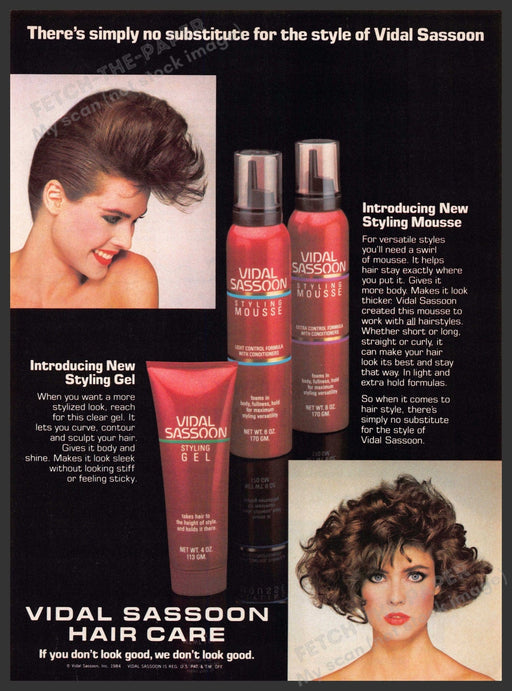 Vidal Sassoon 1980s Magazine Print Advertisement 1985 Style Big Hair Care Vidal Sassoon