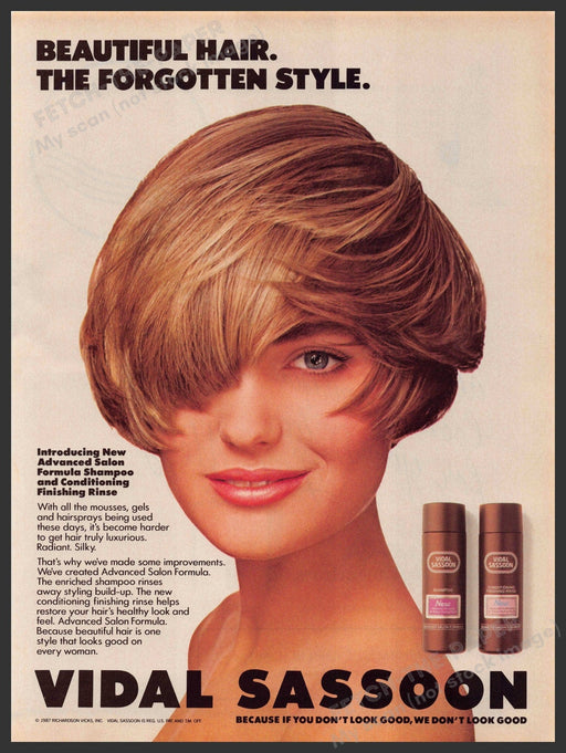 Vidal Sassoon 1980s Magazine Print Advertisement Ad 1987 Salon Hair Fetch-the-Paper