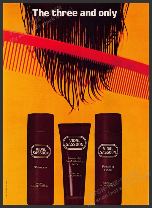 Vidal Sassoon 1980s Print Advertisement 1982 "The three and only" Fetch-the-Paper