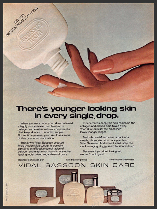 Vidal Sassoon Skin Care 1980s Print Advertisement 1981 Younger Looking Vidal Sassoon