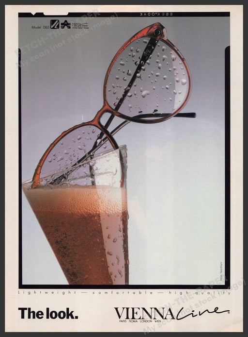 Vienna Line 1980s Print Advertisement 1987 Model 1365 "The Look" Glasses Vienna Line