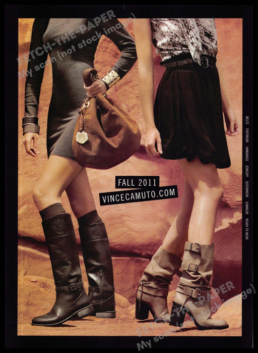 Vince Camuto 2010s Magazine Print Ad 2011 Legs Skirts Rocks Boots Fashion Vince Camuto